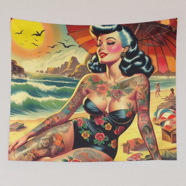 Item preview, Retro Summer Inked Girl designed and sold by PulpVintage.
