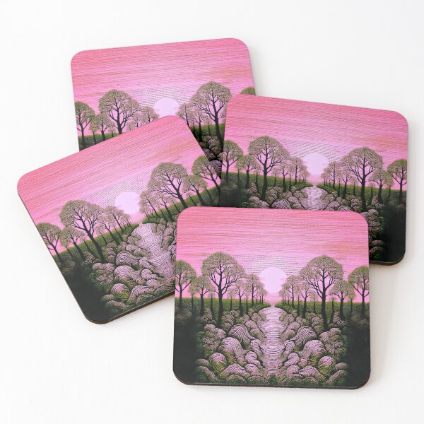 Item preview, The atmosphere of the festival, a psychedelic forest, bathed in the sea and the setting sun - shades of pink and dark green. designed and sold by My-fake-places.