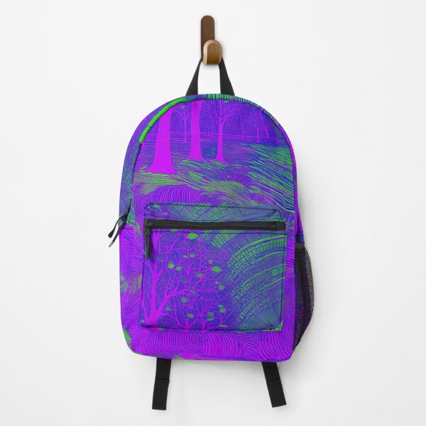 Item preview, The atmosphere of the festival, a psychedelic forest, bathed in the sea and the setting sun - shades of navy blue, purple and green. designed and sold by My-fake-places.