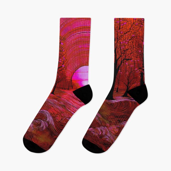Item preview, The atmosphere of the festival, a psychedelic forest, bathed in the sea and the setting sun - shades of magenta and black. designed and sold by My-fake-places.