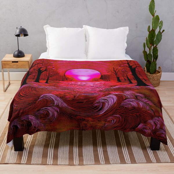 Item preview, The atmosphere of the festival, a psychedelic forest, bathed in the sea and the setting sun - shades of magenta and black. designed and sold by My-fake-places.