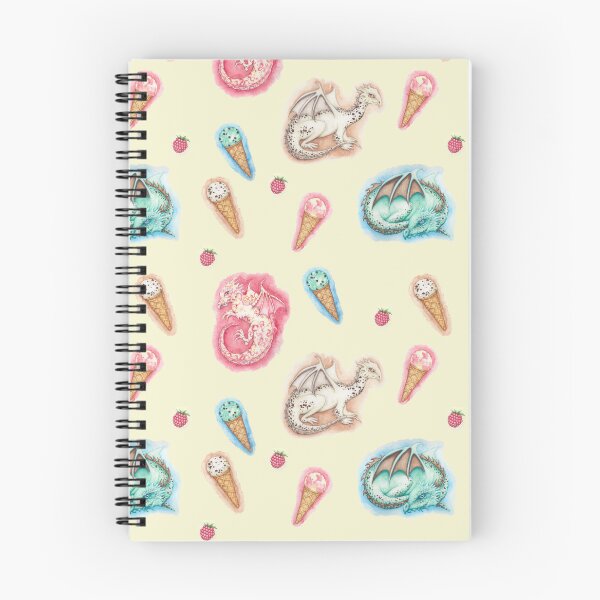Item preview, Ice Cream Dragons on vanilla background designed and sold by Katy Jones.