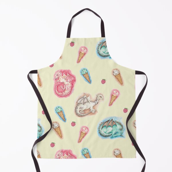 Item preview, Ice Cream Dragons on vanilla background designed and sold by Katy Jones.