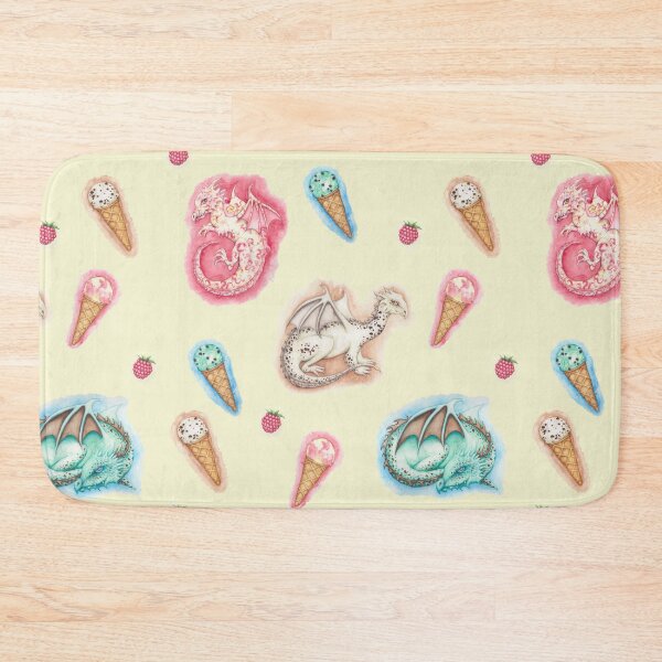 Item preview, Ice Cream Dragons on vanilla background designed and sold by Katy Jones.