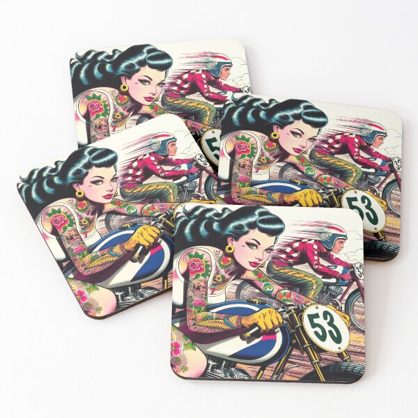 Item preview, Vintage Motorcycle Girl designed and sold by PulpVintage.