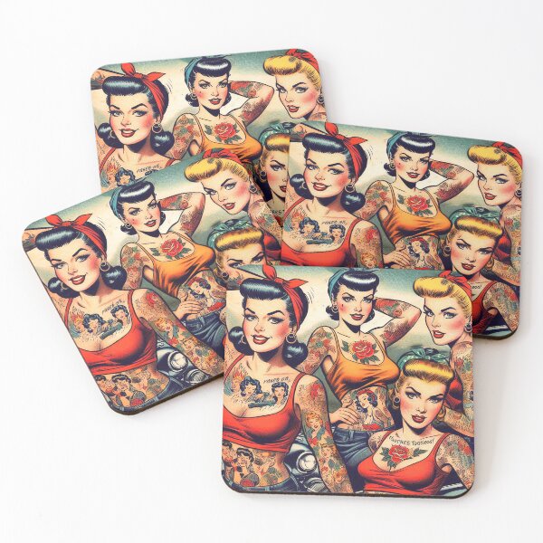 Item preview, Retro Tattooed Girls designed and sold by PulpVintage.