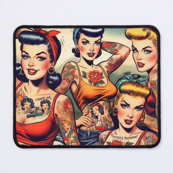 Item preview, Retro Tattooed Girls designed and sold by PulpVintage.