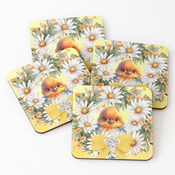 Artikelvorschau, Vogel Gänseblümchen Blumenkranz Botanischer Druck Aquarell entworfen und verkauft von Tammy Marie Russell.