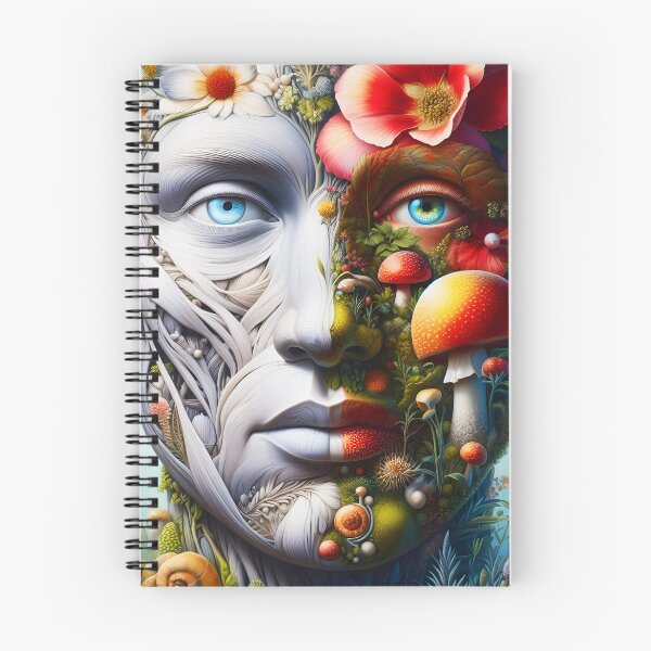 Item preview, Botanical red funghi anatomy face art of a man designed and sold by EmeraldeaArt.