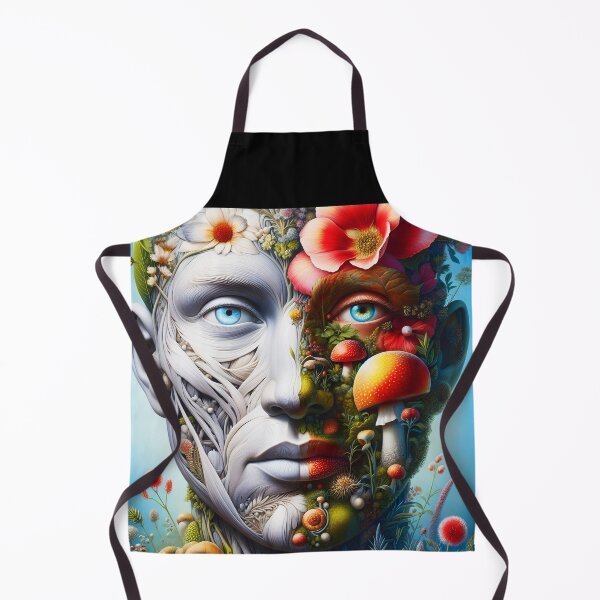 Item preview, Botanical red funghi anatomy face art of a man designed and sold by EmeraldeaArt.