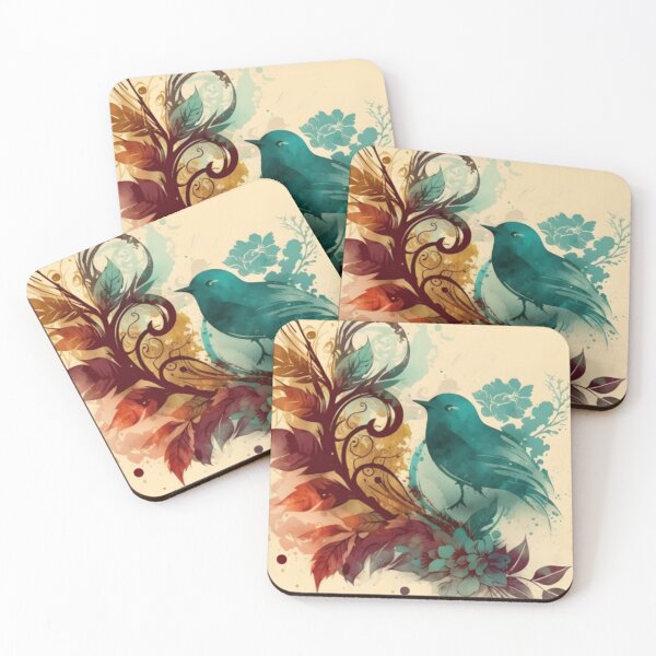 Artikelvorschau, Vintage Blauer Vogel Floral Botanischer Druck entworfen und verkauft von Tammy Marie Russell.
