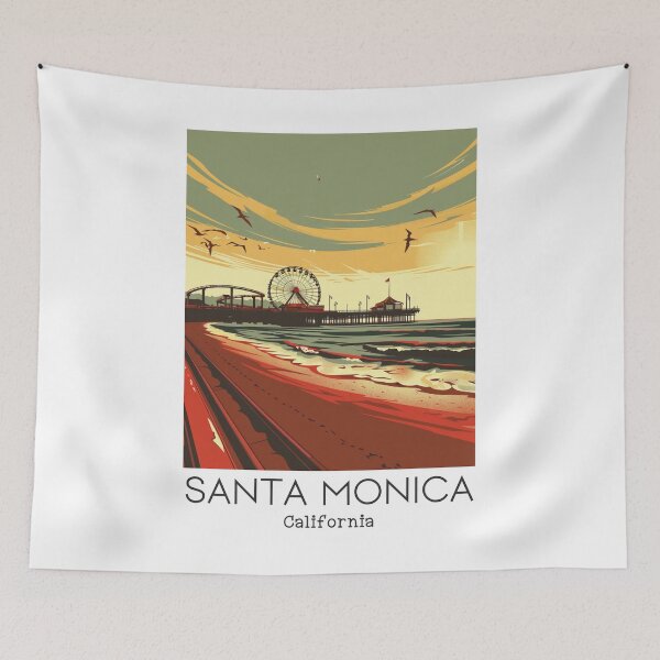 Item preview, A Vintage Travel Art of Santa Monica - California - US designed and sold by GoodOldVintage.