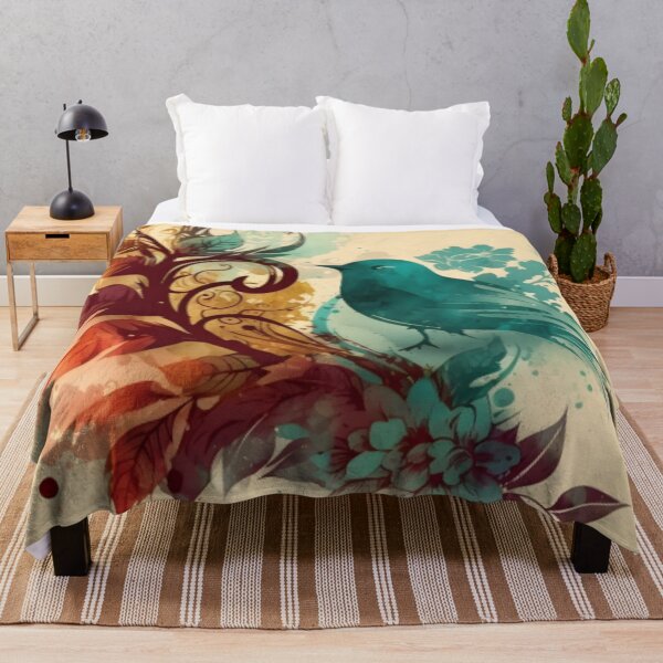 Artikelvorschau, Vintage Blauer Vogel Floral Botanischer Druck entworfen und verkauft von Tammy Marie Russell.