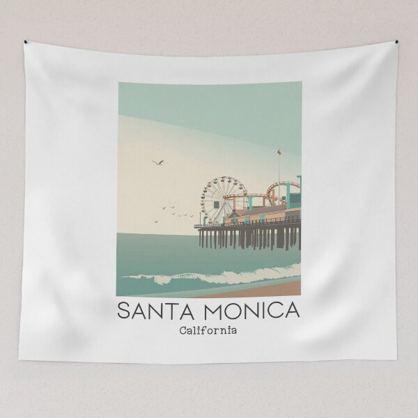 Item preview, A Vintage Travel Art of Santa Monica - California - US designed and sold by GoodOldVintage.