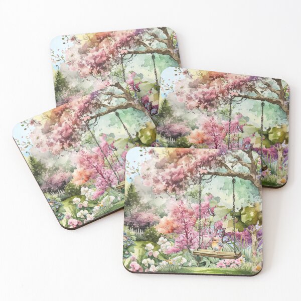 Item preview, Garden Tree Swing Floral Botanical Print Watercolor designed and sold by Tammy Marie Russell.
