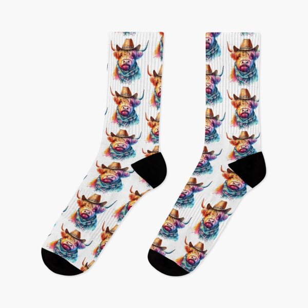 Item preview, Cool Cowboy Highland Cow Colorful Watercolor designed and sold by MaedK.