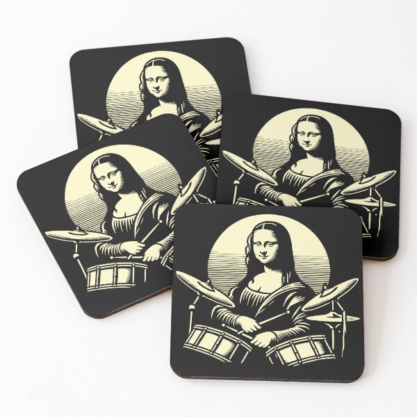 Aperçu de l'œuvre Mona Lisa Playing Drums Drummer Novelty Music Lover Funny Drummer créée et vendue par KsuAnn.
