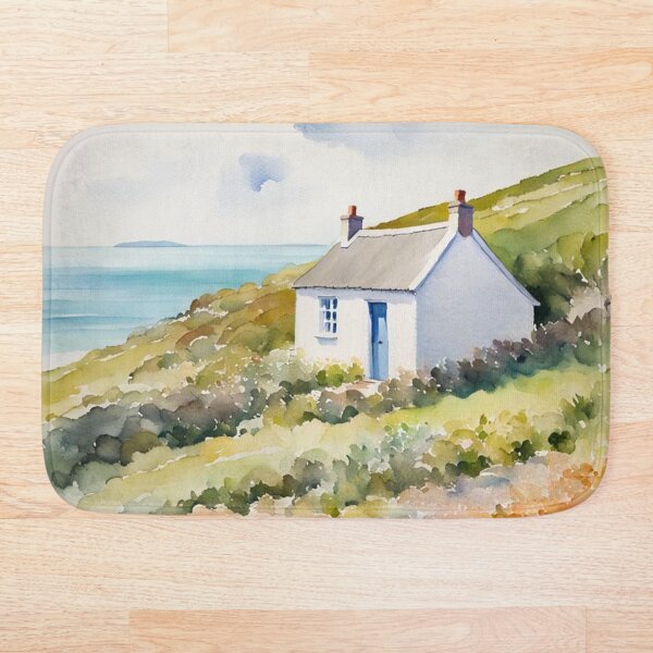 Item preview, Cornish Cottage junto al mar en primavera pintura de acuarela designed and sold by MeadowFarmPrint.