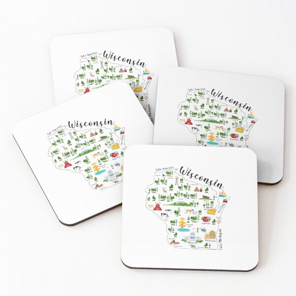 Item preview, Wisconsin State Map Landmarks designed and sold by SophieandOlive.