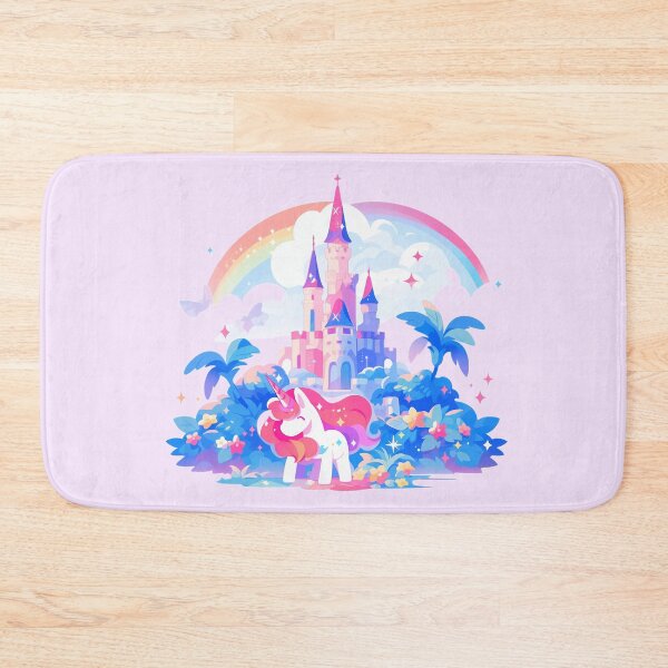 Item preview, Unicorn under the dreamy castle and rainbow designed and sold by WoollenLlama.