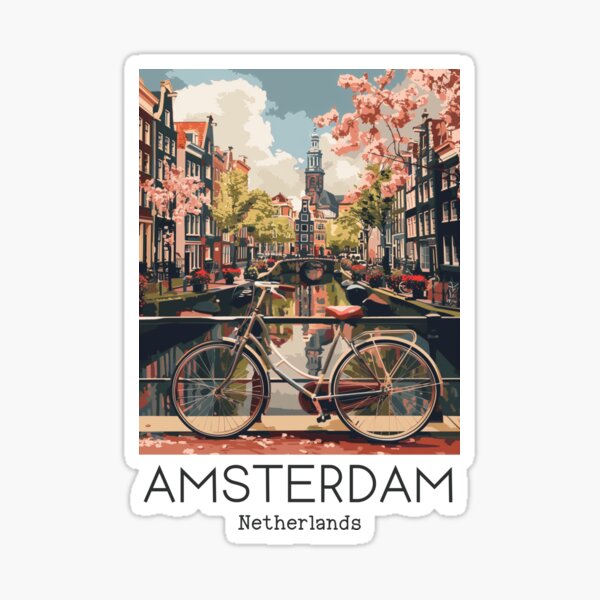 Aperçu de l'œuvre Une illustration de voyage vintage d'Amsterdam - Pays-Bas créée et vendue par GoodOldVintage.