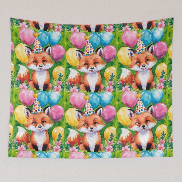 Item preview, Birthday Celebration. Birthday Fox. Adorable fox, birthday balloons, watercolor fox, fox drawing, floral fox designed and sold by FoxVibes.
