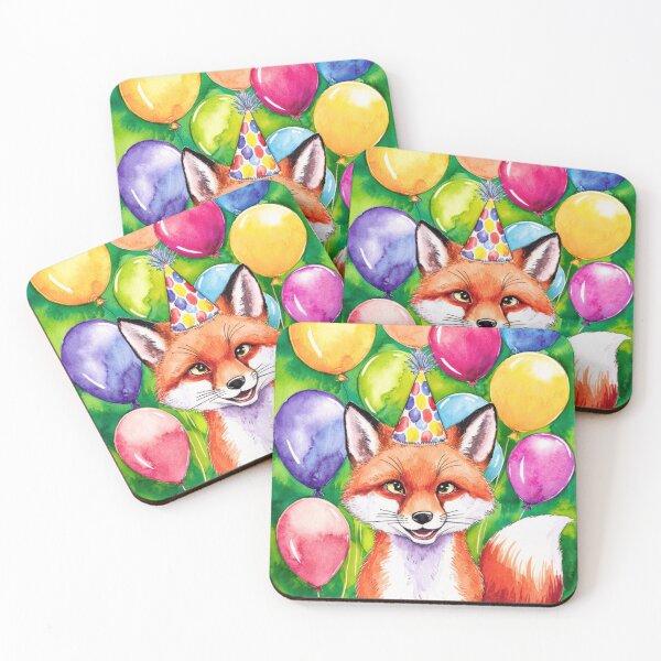 Item preview, Birthday Celebration. Birthday Fox. Adorable fox, birthday balloons, watercolor fox, fox drawing, floral fox designed and sold by FoxVibes.