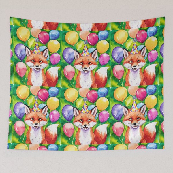 Item preview, Birthday Celebration. Birthday Fox. Adorable fox, birthday balloons, watercolor fox, fox drawing, floral fox designed and sold by FoxVibes.