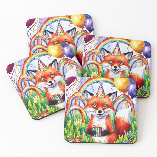 Item preview, Birthday Celebration. Birthday Fox. Adorable fox, birthday balloons, watercolor fox, fox drawing, floral fox designed and sold by FoxVibes.