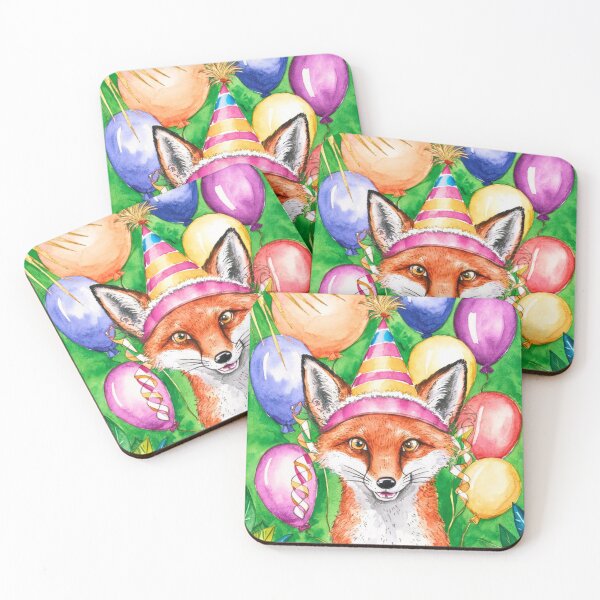 Item preview, Birthday Celebration. Birthday Fox. Adorable fox, birthday balloons, watercolor fox, fox drawing, floral fox designed and sold by FoxVibes.