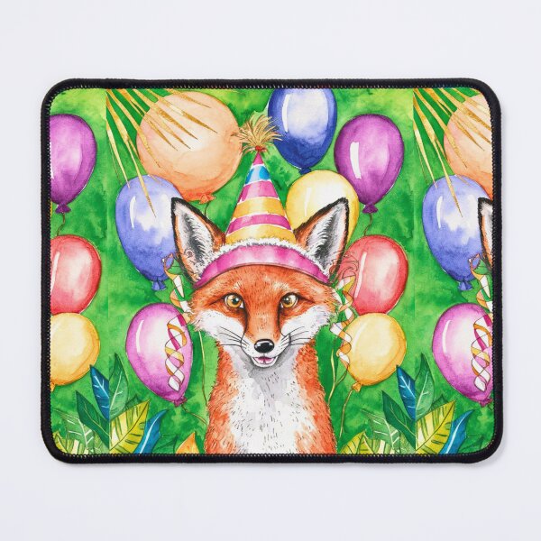 Item preview, Birthday Celebration. Birthday Fox. Adorable fox, birthday balloons, watercolor fox, fox drawing, floral fox designed and sold by FoxVibes.