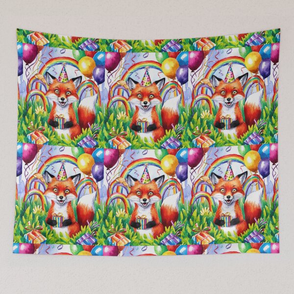 Item preview, Birthday Celebration. Birthday Fox. Adorable fox, birthday balloons, watercolor fox, fox drawing, floral fox designed and sold by FoxVibes.