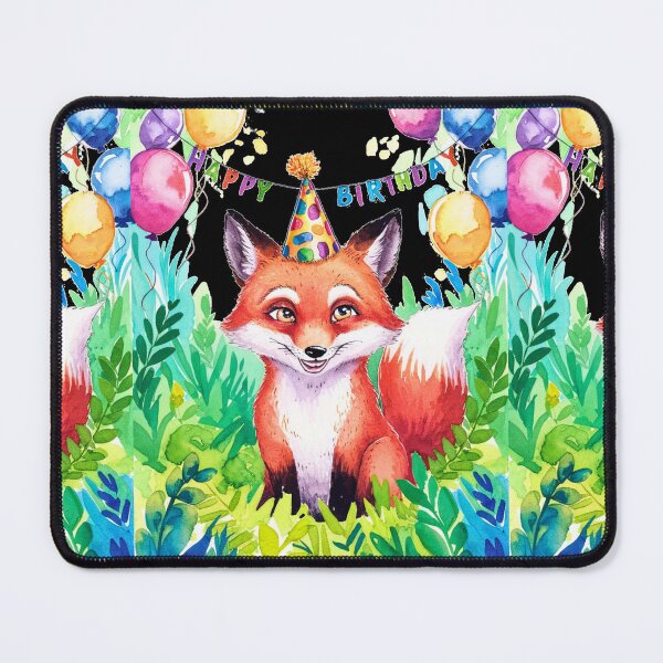 Item preview, Birthday Celebration. Birthday Fox. Adorable fox, birthday balloons, watercolor fox, fox drawing, floral fox designed and sold by FoxVibes.