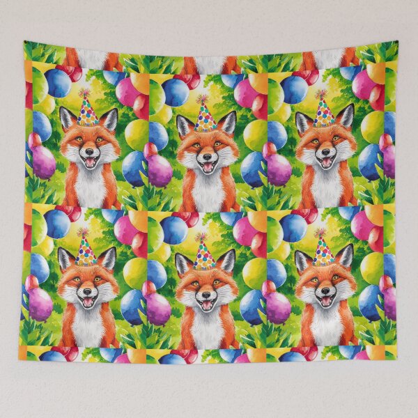 Item preview, Birthday Celebration. Birthday Fox. Adorable fox, birthday balloons, watercolor fox, fox drawing, floral fox designed and sold by FoxVibes.