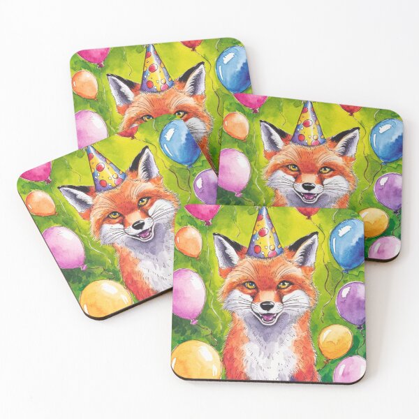 Item preview, Birthday Celebration. Birthday Fox. Adorable fox, birthday balloons, watercolor fox, fox drawing, floral fox designed and sold by FoxVibes.