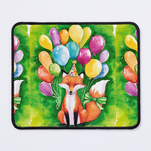Item preview, Birthday Celebration. Birthday Fox. Adorable fox, birthday balloons, watercolor fox, fox drawing, floral fox designed and sold by FoxVibes.