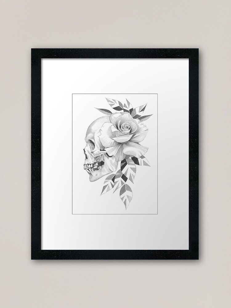 Skull & Rose Drawing outlet in Frame