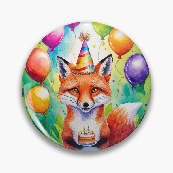Item preview, Birthday Celebration. Birthday Fox. Adorable fox, birthday balloons, watercolor fox, fox drawing, floral fox designed and sold by FoxVibes.