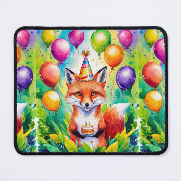Item preview, Birthday Celebration. Birthday Fox. Adorable fox, birthday balloons, watercolor fox, fox drawing, floral fox designed and sold by FoxVibes.