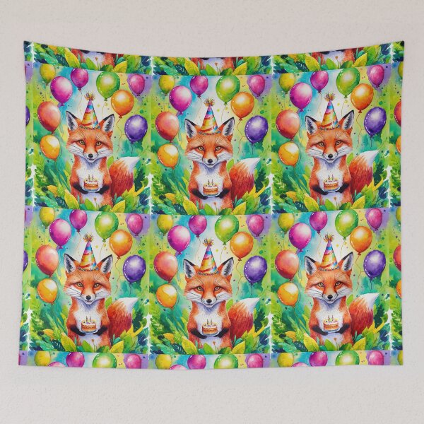 Item preview, Birthday Celebration. Birthday Fox. Adorable fox, birthday balloons, watercolor fox, fox drawing, floral fox designed and sold by FoxVibes.