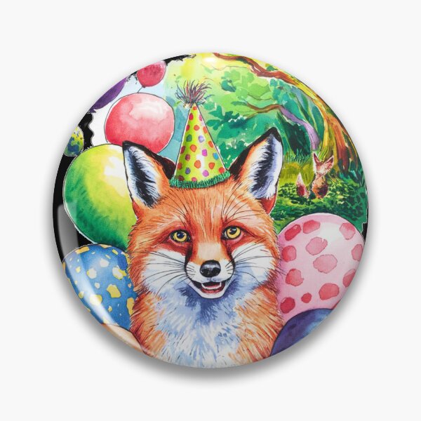 Item preview, Birthday Celebration. Birthday Fox. Adorable fox, birthday balloons, watercolor fox, fox drawing, floral fox designed and sold by FoxVibes.
