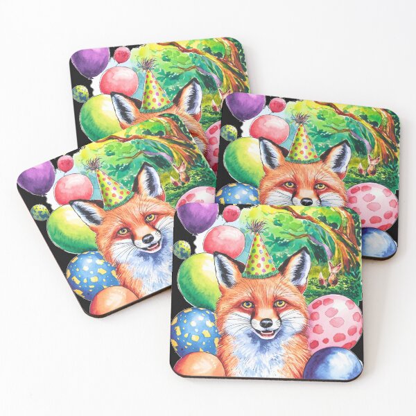 Item preview, Birthday Celebration. Birthday Fox. Adorable fox, birthday balloons, watercolor fox, fox drawing, floral fox designed and sold by FoxVibes.