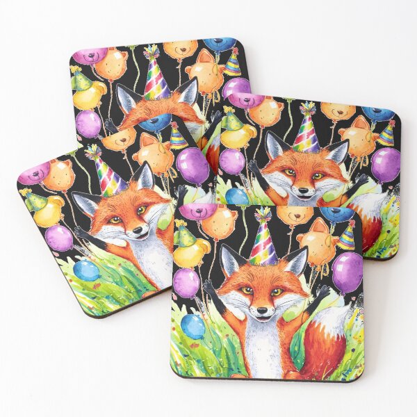 Item preview, Birthday Celebration. Birthday Fox. Adorable fox, birthday balloons, watercolor fox, fox drawing, floral fox designed and sold by FoxVibes.