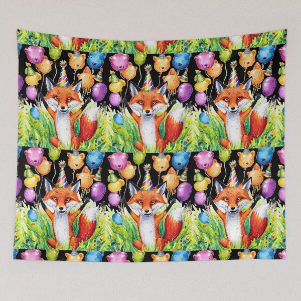 Item preview, Birthday Celebration. Birthday Fox. Adorable fox, birthday balloons, watercolor fox, fox drawing, floral fox designed and sold by FoxVibes.