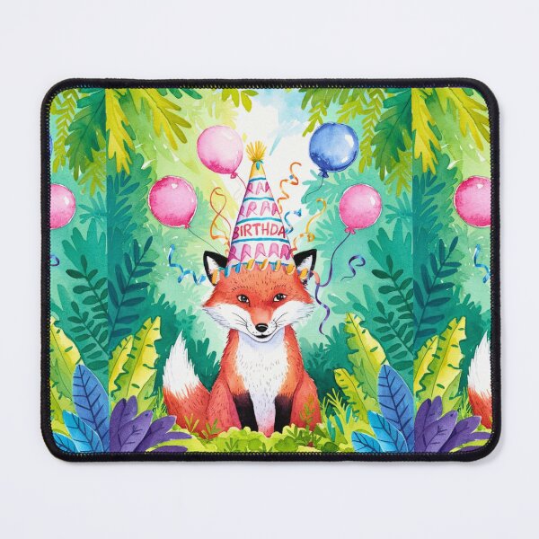 Item preview, Birthday Celebration. Birthday Fox. Adorable fox, birthday balloons, watercolor fox, fox drawing, floral fox designed and sold by FoxVibes.
