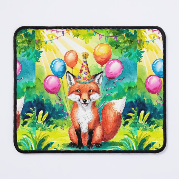 Item preview, Birthday Celebration. Birthday Fox. Adorable fox, birthday balloons, watercolor fox, fox drawing, floral fox designed and sold by FoxVibes.
