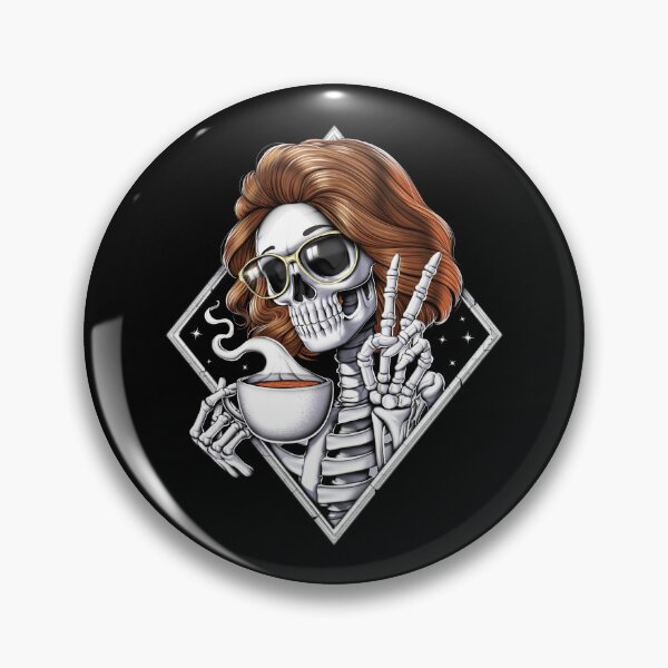 Item preview, Skeleton Hippie Drinking Coffee designed and sold by underheaven.