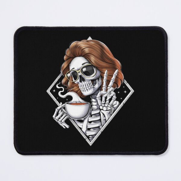 Item preview, Skeleton Hippie Drinking Coffee designed and sold by underheaven.