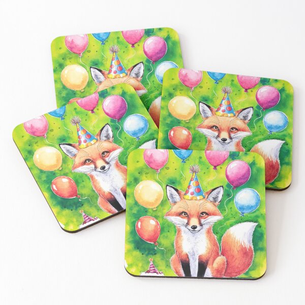 Item preview, Birthday Celebration. Birthday Fox. Adorable fox, birthday balloons, watercolor fox, fox drawing, floral fox designed and sold by FoxVibes.