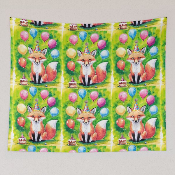 Item preview, Birthday Celebration. Birthday Fox. Adorable fox, birthday balloons, watercolor fox, fox drawing, floral fox designed and sold by FoxVibes.